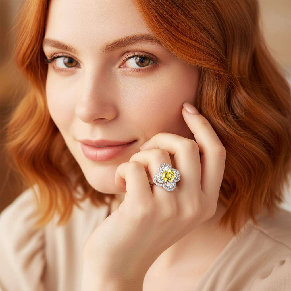 FIRERING 1 Moissanite Clover Ring with Certificate