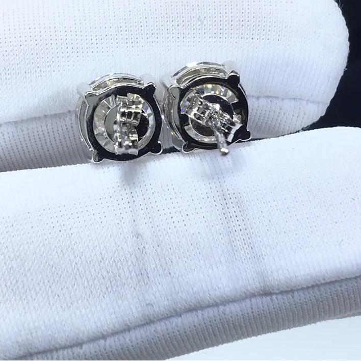 Moissanite Round Brilliant Stud Earrings | D Color | GRA Certified | Pt950 & 18K Gold