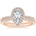 Teardrop Halo Bridal Ring Set — 925 Sterling Silver & Cubic Zirconia