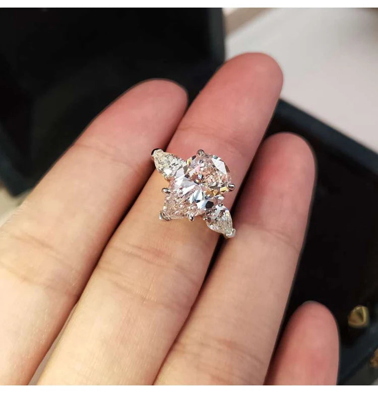 Huitan Luxury Crystal Water Drop CZ Rings Women