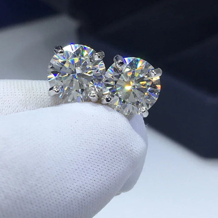 Moissanite Round Brilliant Stud Earrings | D Color | GRA Certified | Pt950 & 18K Gold