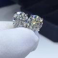 Moissanite Round Brilliant Stud Earrings | D Color | GRA Certified | Pt950 & 18K Gold
