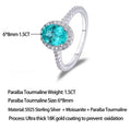 1.5CT Oval Paraiba Moissanite Engagement Ring | 925 Sterling Silver Halo Bridal Band