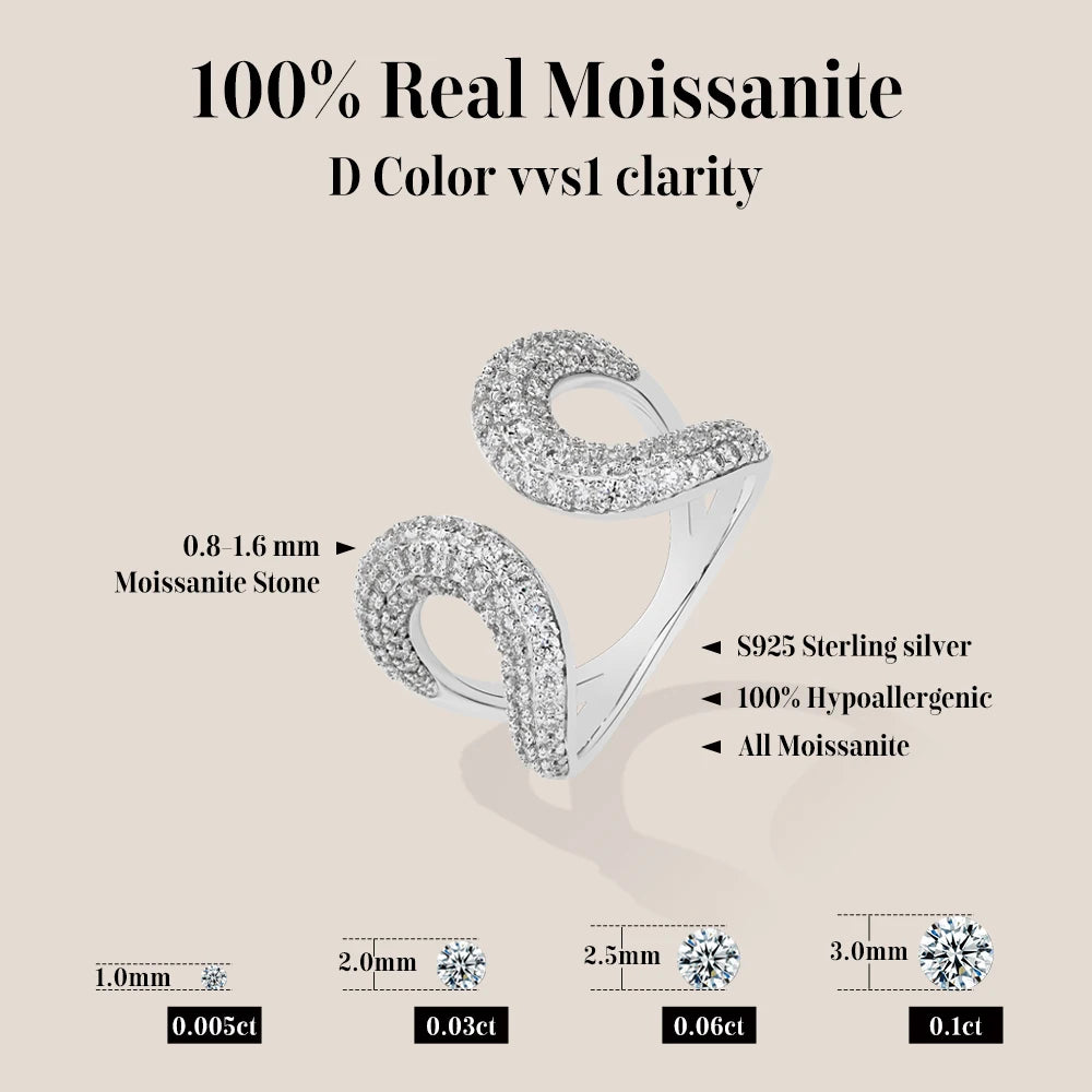 Hollow Moissanite Cocktail Ring | D VVS1 | 925 Sterling Silver