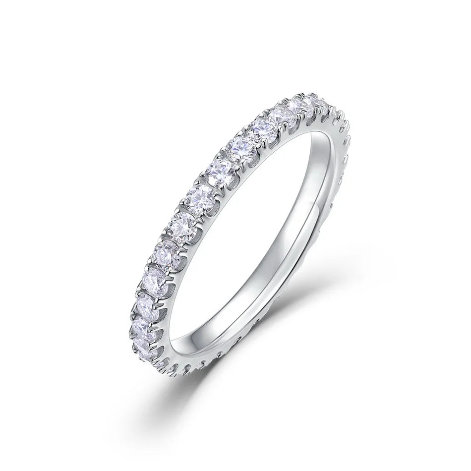 Moissanite Eternity Band Ring | D Color VVS1 | 925 Sterling Silver | GRA Certified