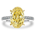Oval Yellow High Carbon Diamond Ring in Sterling Silver