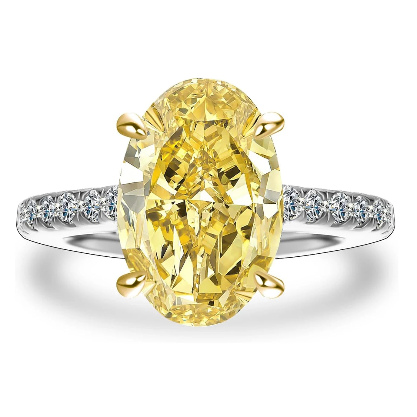 Oval Yellow High Carbon Diamond Ring in Sterling Silver