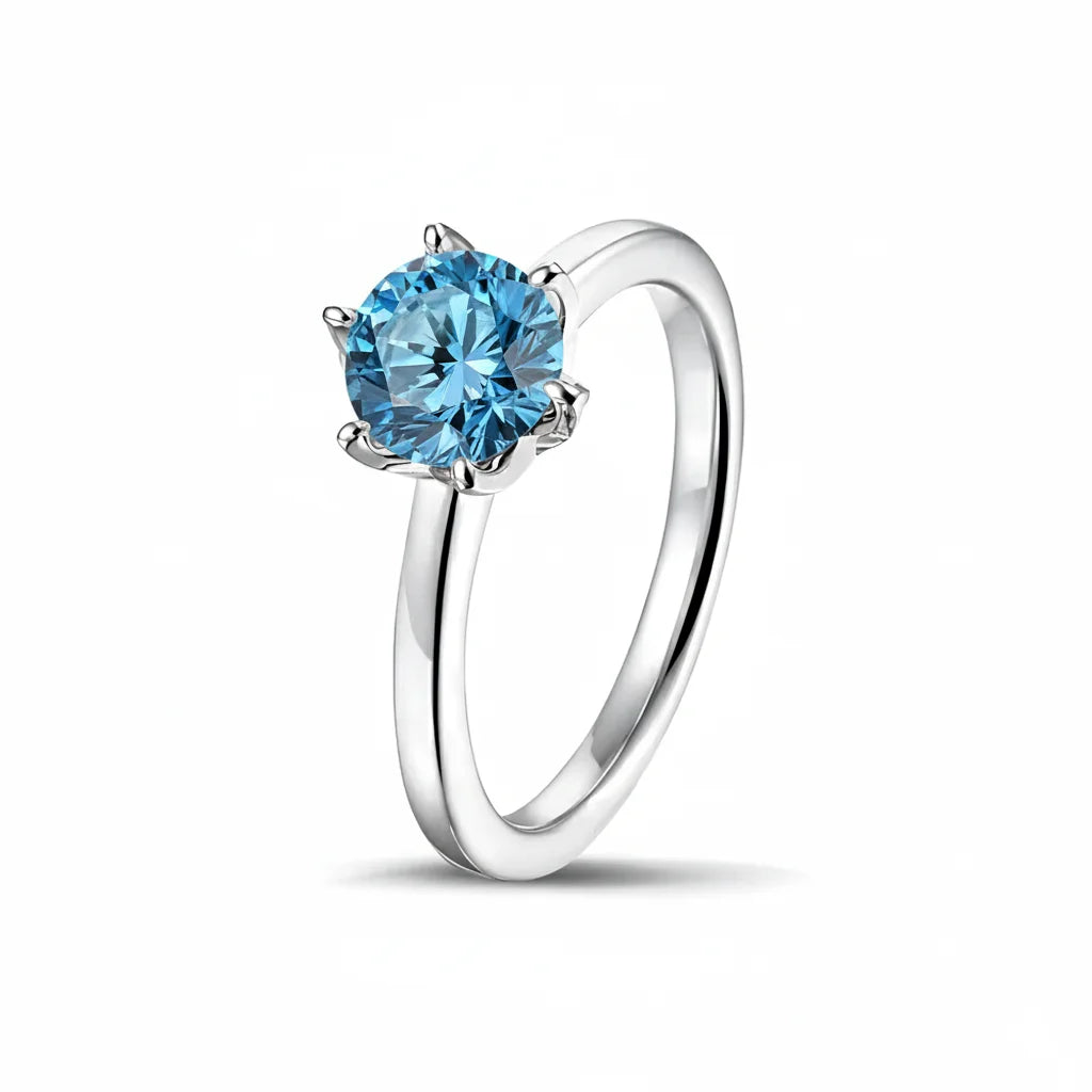 6mm Cubic Zirconia Solitaire Ring | Stainless Steel | Multi-Color