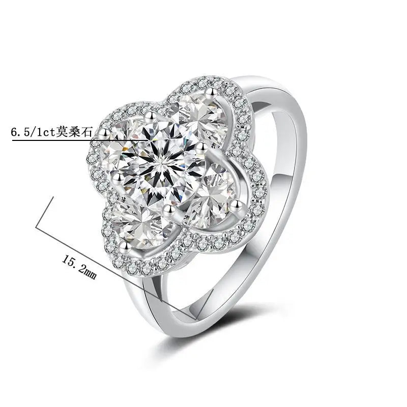 FIRERING 1 Moissanite Clover Ring with Certificate