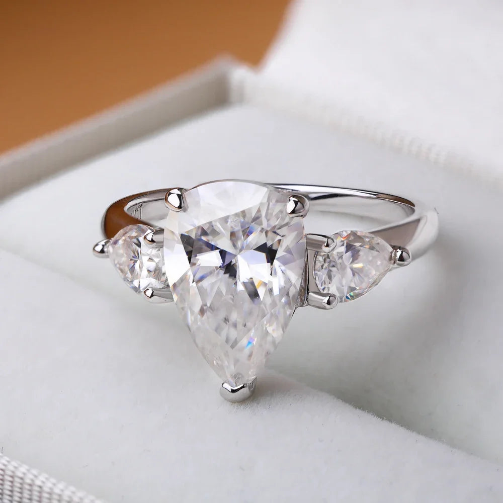 Pear Cut Moissanite Engagement Ring | 925 Sterling Silver | GRA Certified | 1–4ct