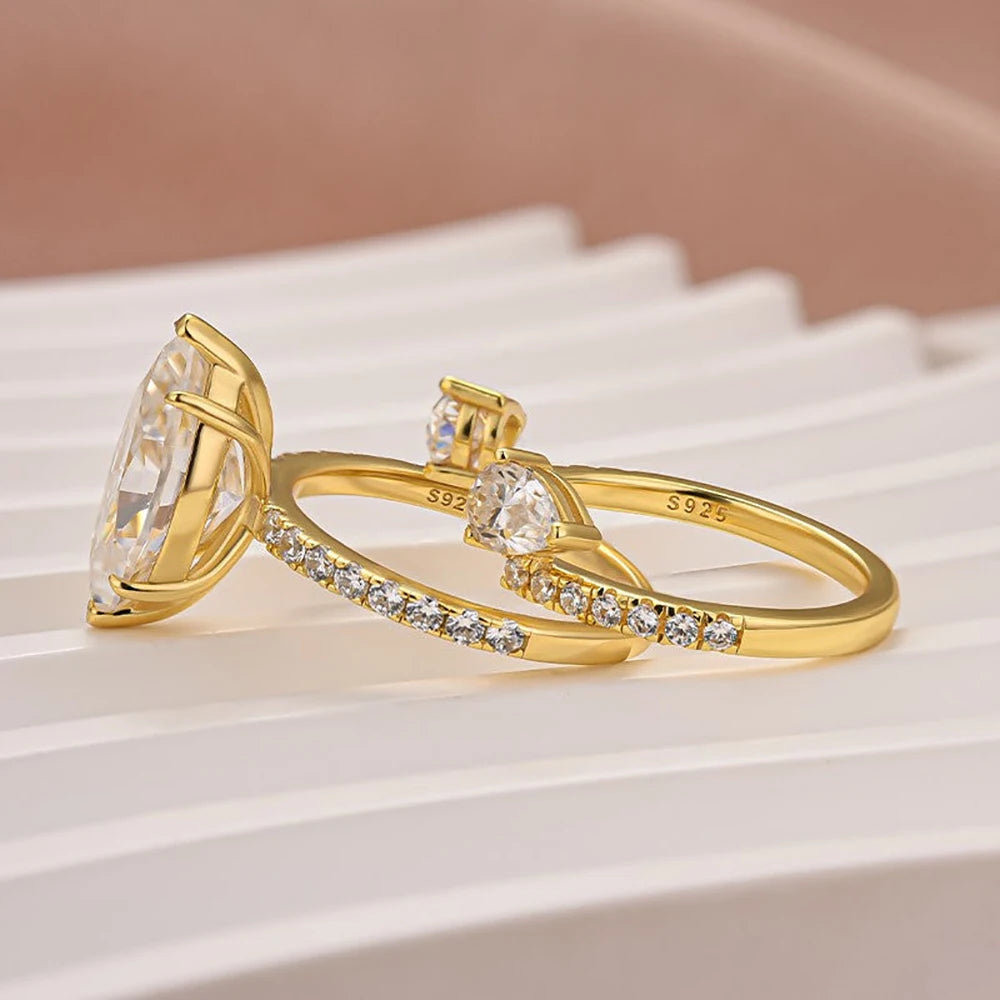 Certified 4CT Marquise Cut Moissanite Diamond Engagement Ring