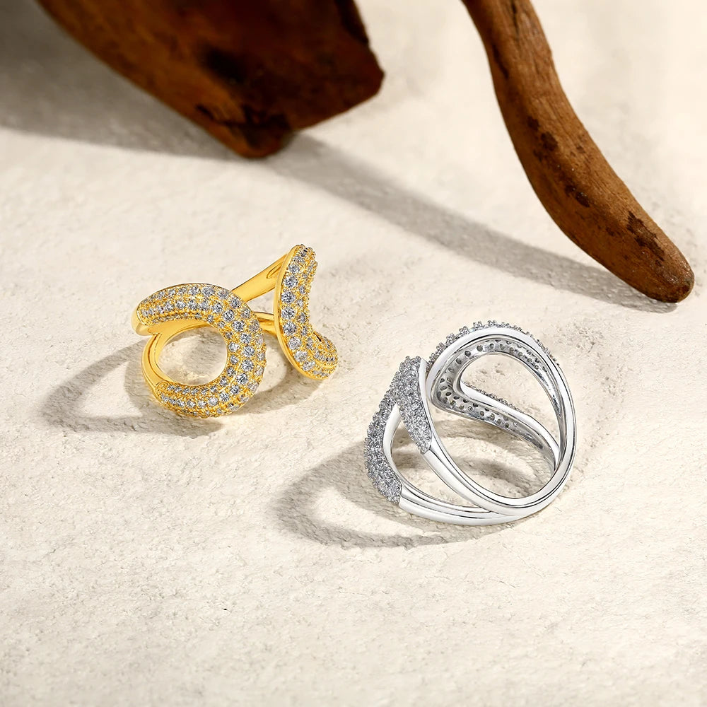 Hollow Moissanite Cocktail Ring | D VVS1 | 925 Sterling Silver