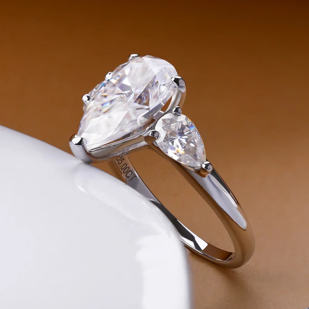Pear Cut Moissanite Engagement Ring | 925 Sterling Silver | GRA Certified | 1–4ct