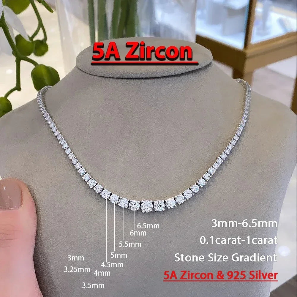 Moissanite Diamond Tennis Necklace with Certificate