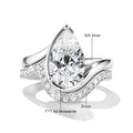 Pear Cut Moissanite Ring Set Bride 100% 925