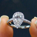 Huitan Luxury Crystal Water Drop CZ Rings Women