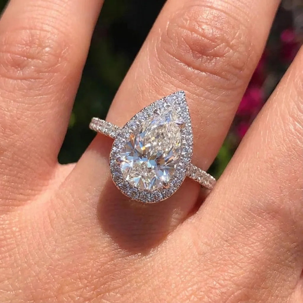 Lumilux Pear Drop Zircon Ring — 1CT 925 Sterling Silver | Gold & Silver | Engagement & Wedding