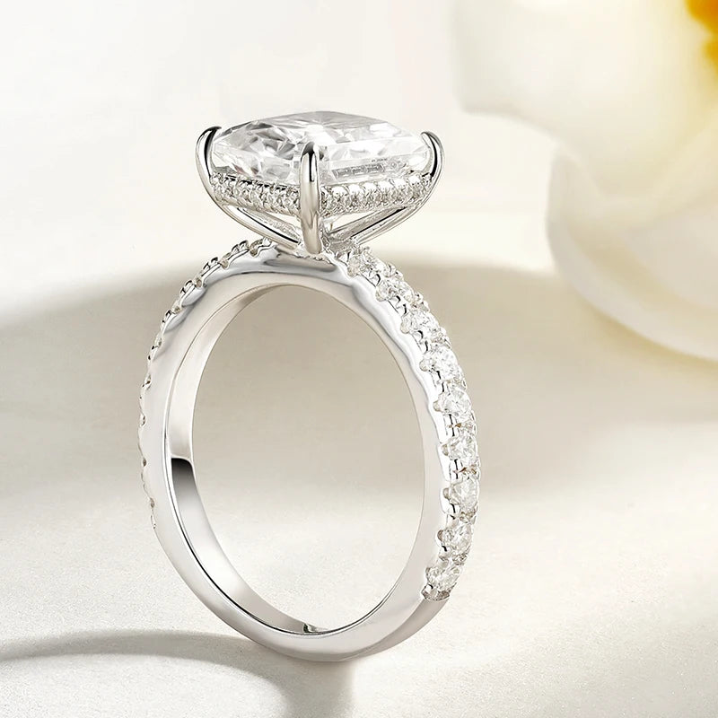 Lumilux Full Moissanite Ring — D Color VVS1 | 925 Silver 18K Gold Plated | Emerald & Radiant Cut | GRA Certified