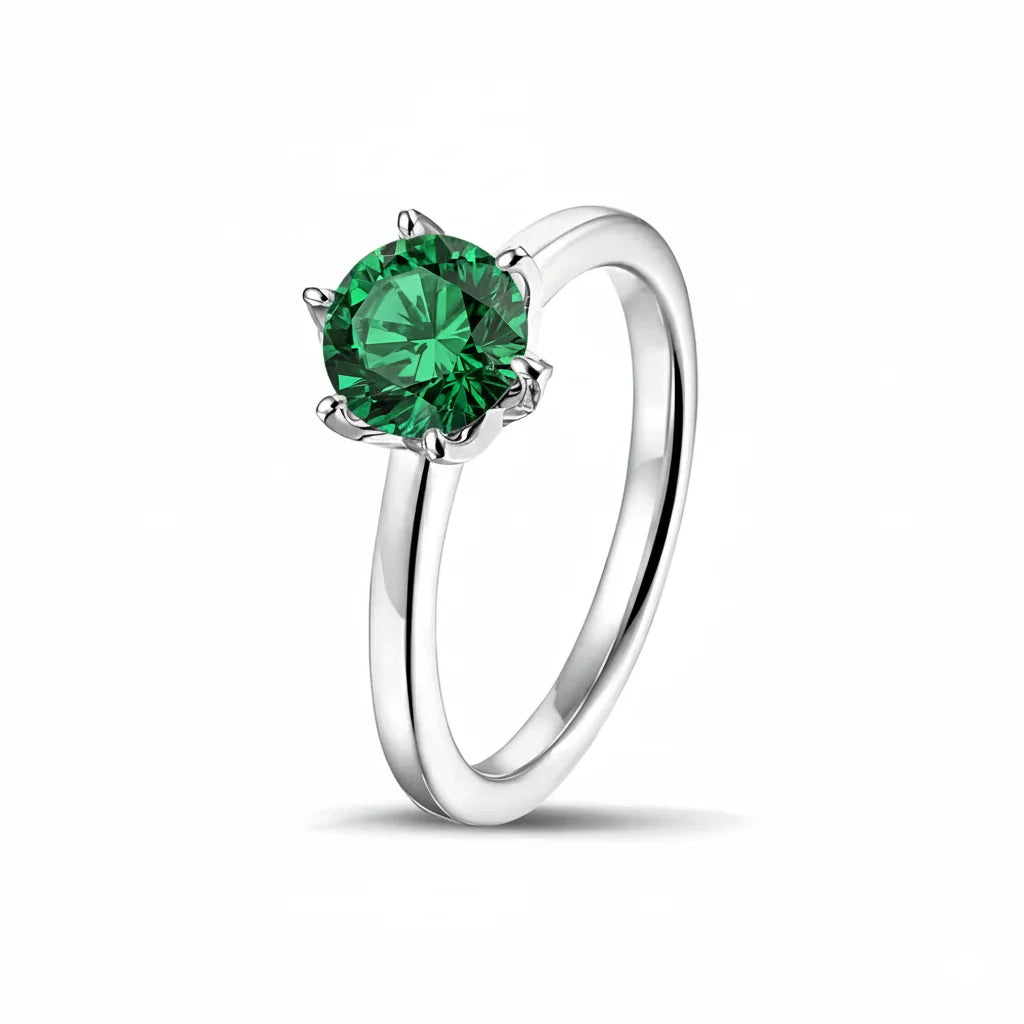 6mm Cubic Zirconia Solitaire Ring | Stainless Steel | Multi-Color