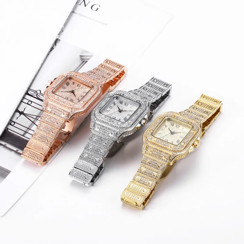 TVK Rectangle Quartz Watch – Stainless Steel Bracelet Watch for Women & Men | Rose, Silver, Gold