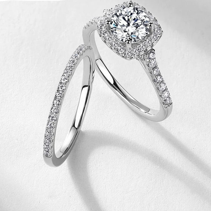 925 Sterling Silver VVS1 D Color Moissanite Bridal Ring Set for Woman Wedding Valentine's Day Gift Wholesale Certified