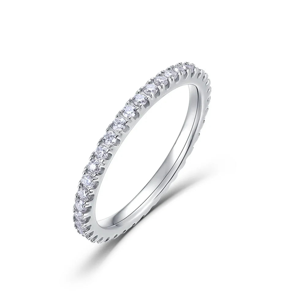 Moissanite Eternity Band Ring | D Color VVS1 | 925 Sterling Silver | GRA Certified
