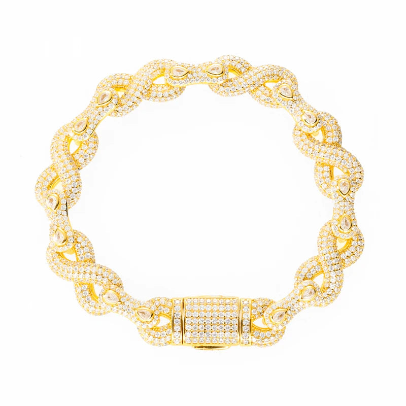 Infinity Moissanite Cuban Link Bracelet | 10mm Iced Out | 18K Gold Plated
