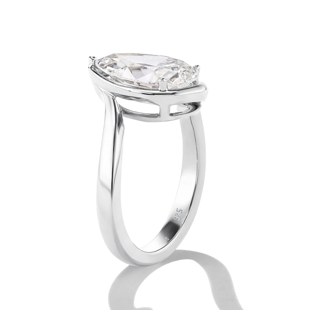 Pear Cut Moissanite Ring Set Bride 100% 925