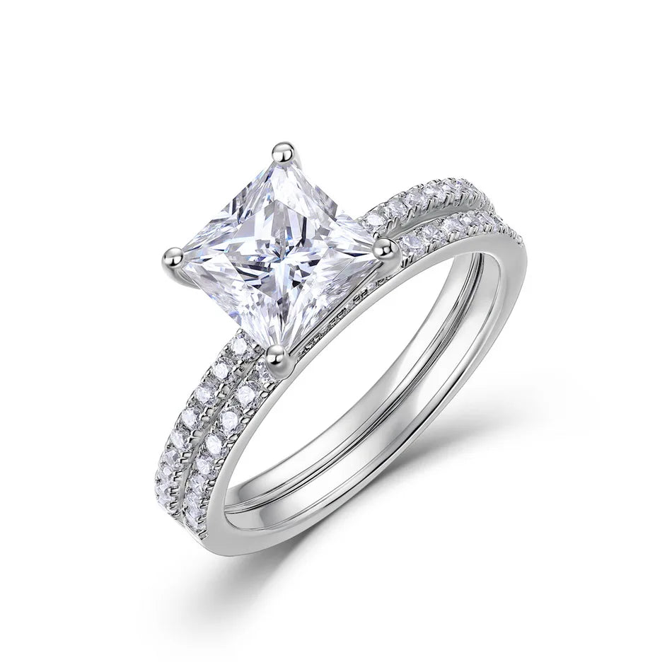 925 Sterling Silver VVS1 D Color Moissanite Bridal Ring Set for Woman Wedding Valentine's Day Gift Wholesale Certified