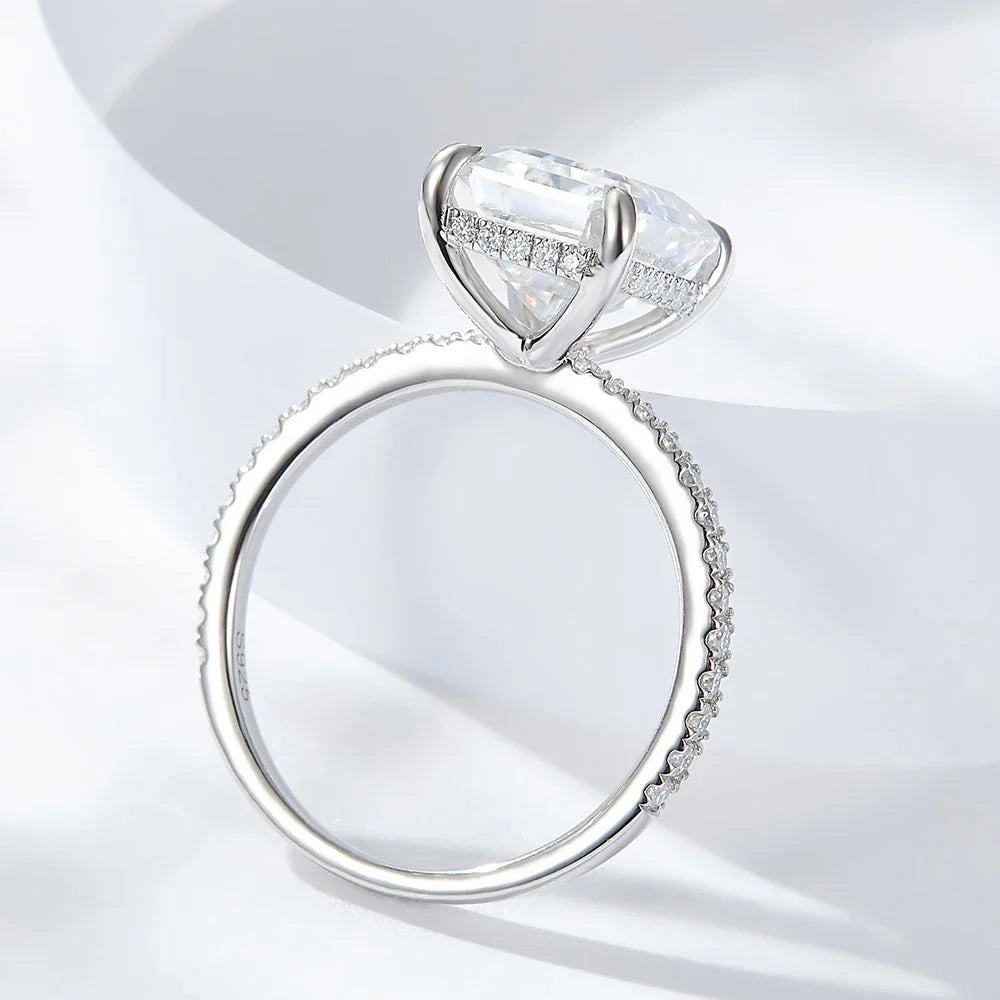 Emerald/Radiant Cut Real Full Moissanite Ring for Women