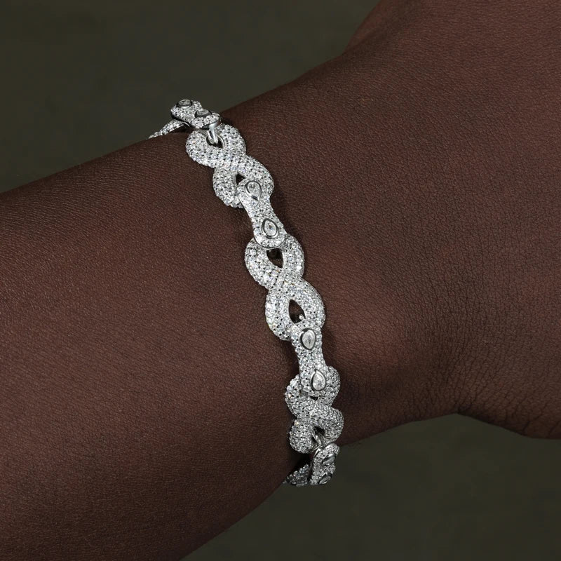 Infinity Moissanite Cuban Link Bracelet | 10mm Iced Out | 18K Gold Plated