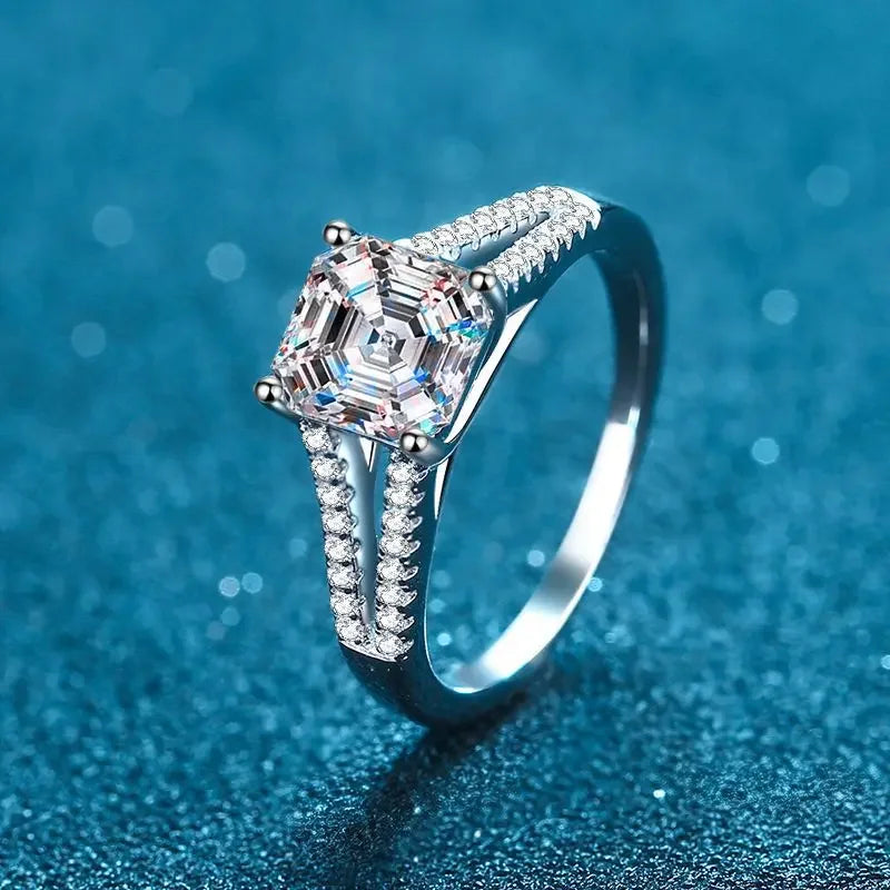 Luxury 2ct Asscher Cut Moissanite Wedding