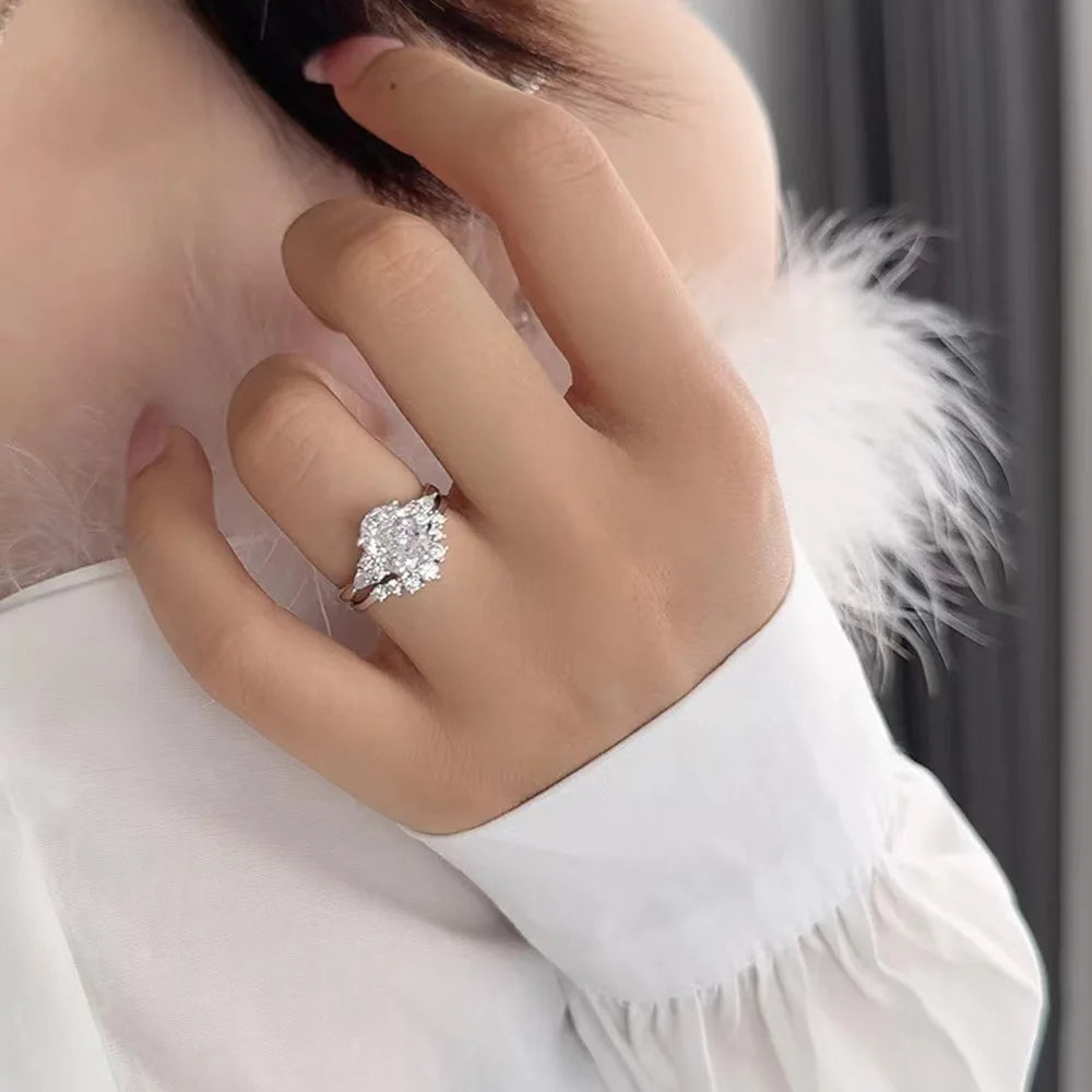 7x9MM Oval Moissanite Two Rings with Certificate