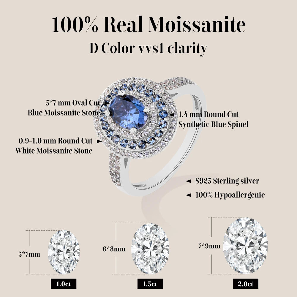 Oval Cut D Color VVS1 Moissanite Solitaire Ring | 925 Sterling Silver | GRA Certified