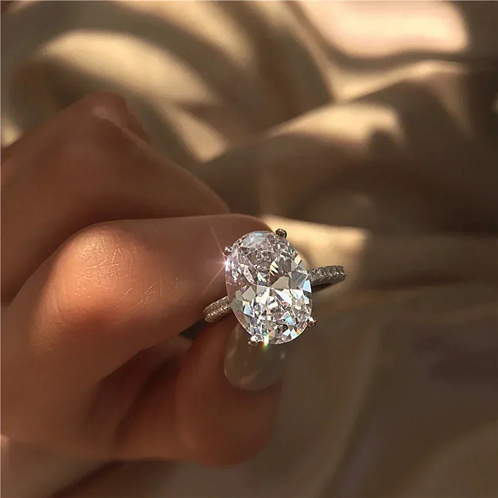 Oval Cut Full Moissanite Engagement Ring for Women