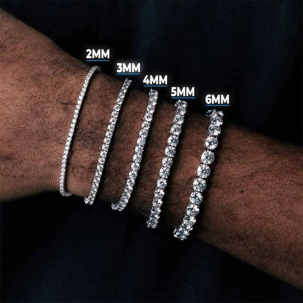 Iced Out Moissanite Tennis Bracelet | Hip Hop CZ Charm Bracelet with GRA Certificate