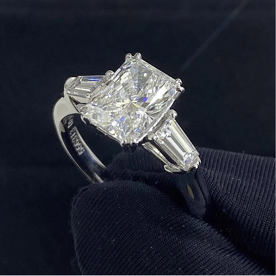 D Color VVS1 Moissanite Engagement Ring | Radiant & Emerald Cut | 1–4CT | 925 Sterling Silver