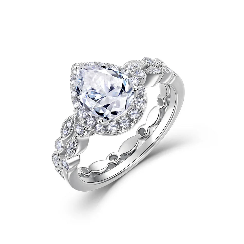 925 Sterling Silver VVS1 D Color Moissanite Bridal Ring Set for Woman Wedding Valentine's Day Gift Wholesale Certified