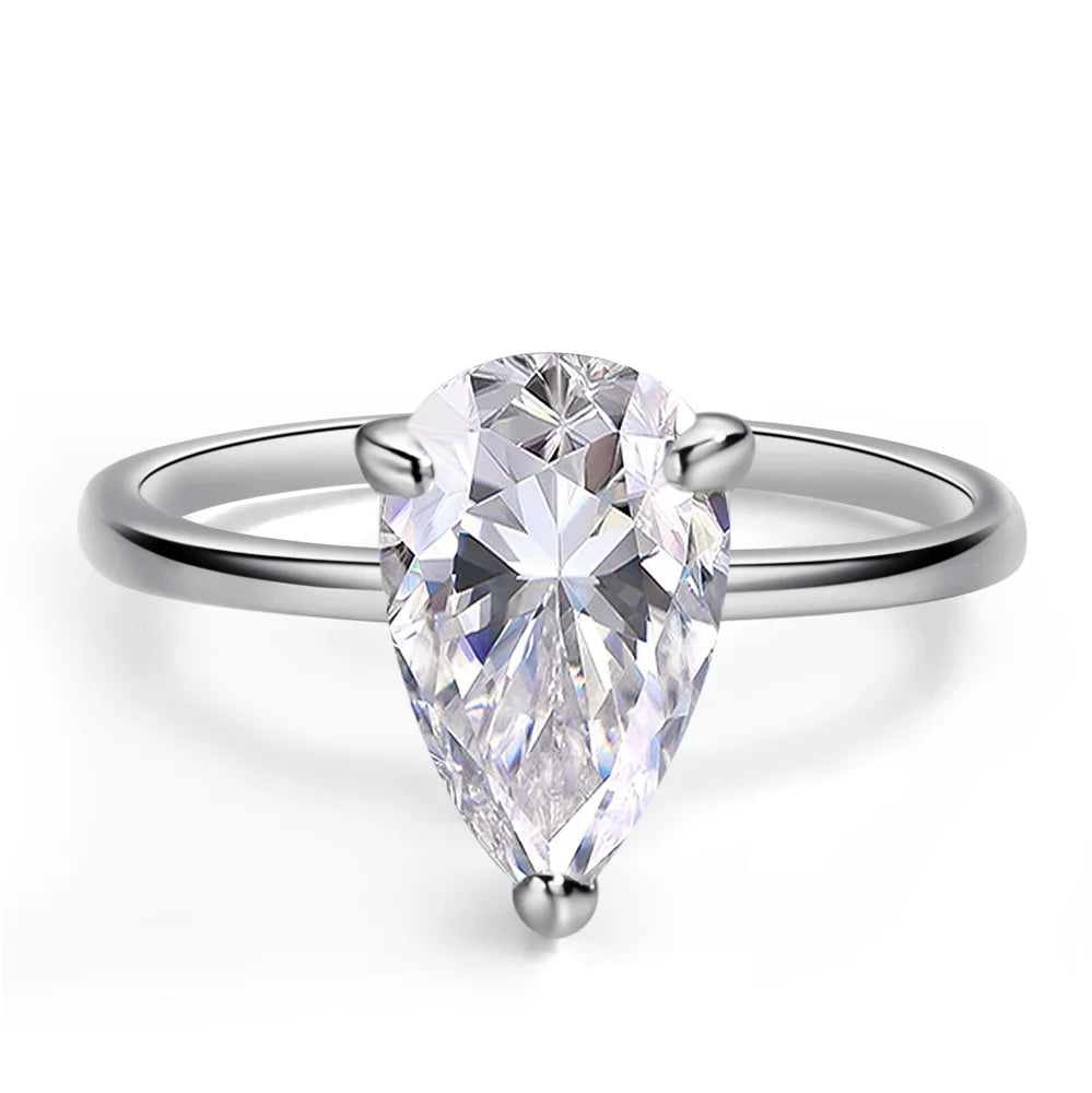 1–4CT Pear Cut Moissanite Solitaire Ring | D VVS1 | 925 Sterling Silver | 18K Gold & Rose Gold
