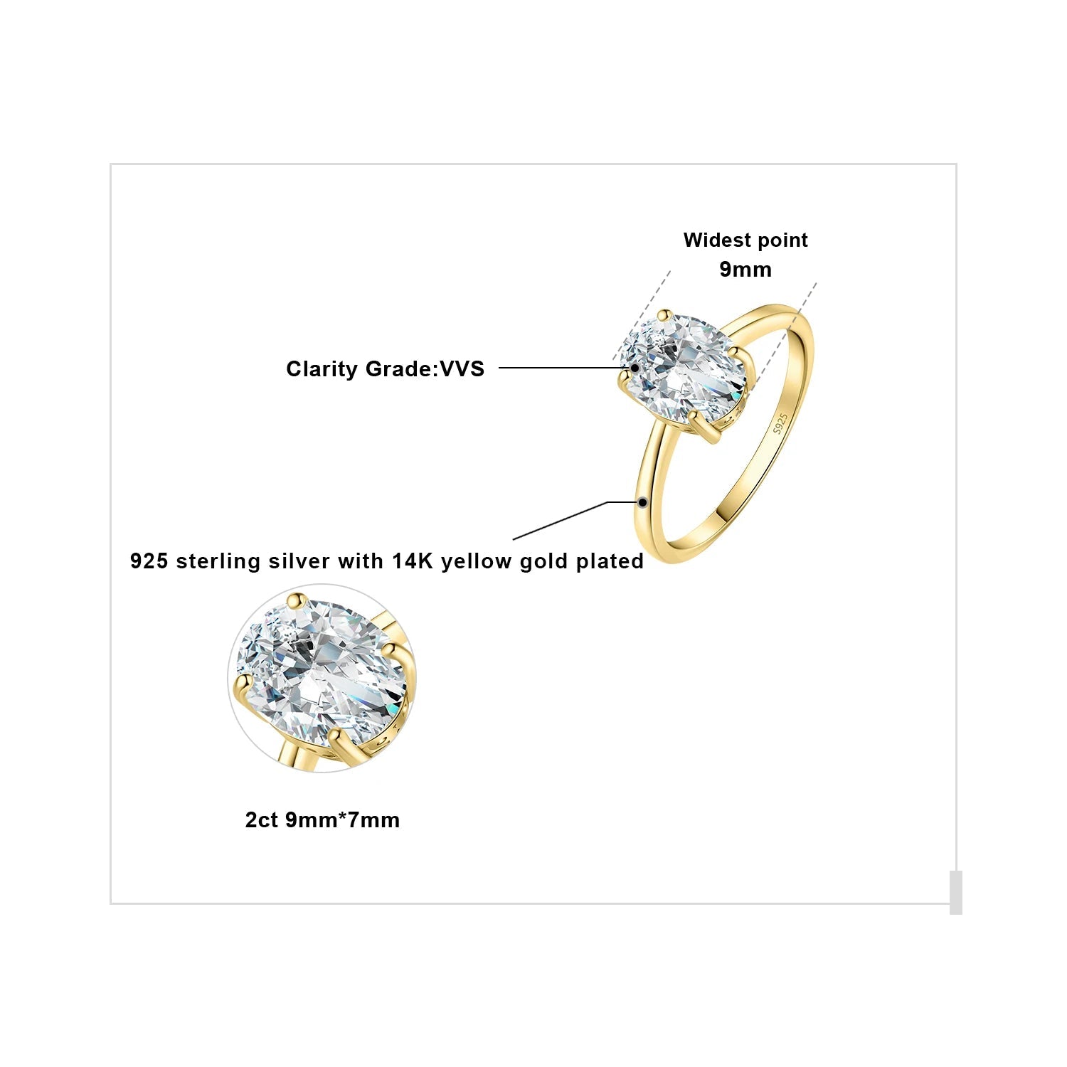 Oval Cut Moissanite Solitaire Engagement Ring | GRA Certified | 925 Sterling Silver