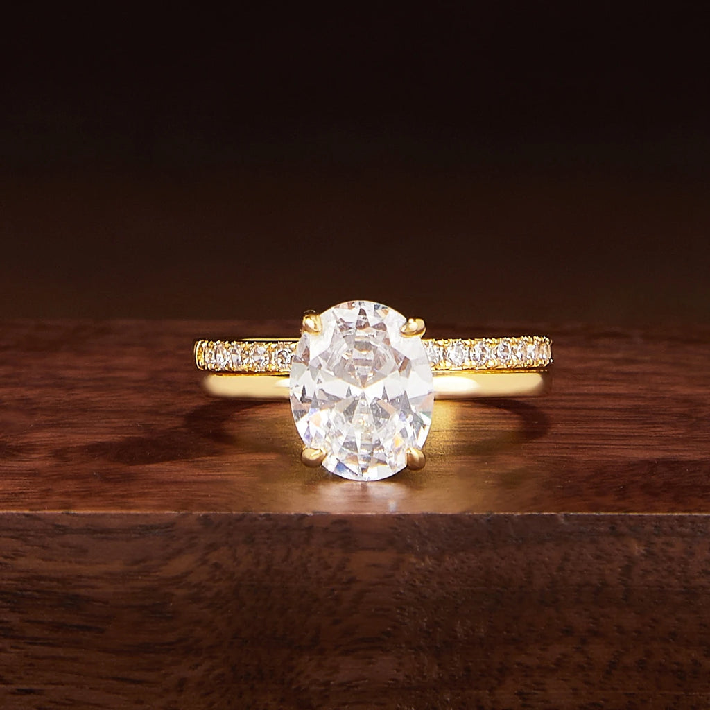 Classic Oval Cut 925 Silver Moissanite Engagement Ring