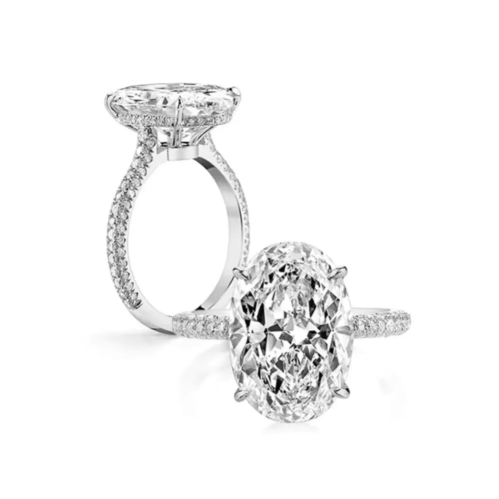 Lumilux Oval Eternity Ring — 8CT Full Moissanite | 925 Sterling Silver | GRA Certified | Wedding Band