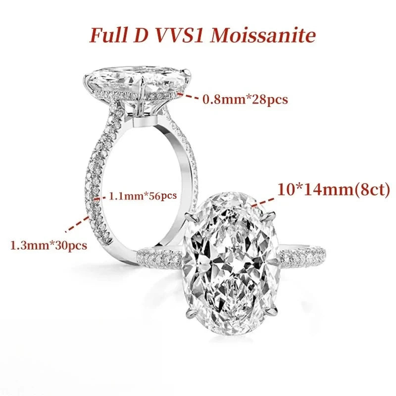 Lumilux Oval Eternity Ring — 8CT Full Moissanite | 925 Sterling Silver | GRA Certified | Wedding Band