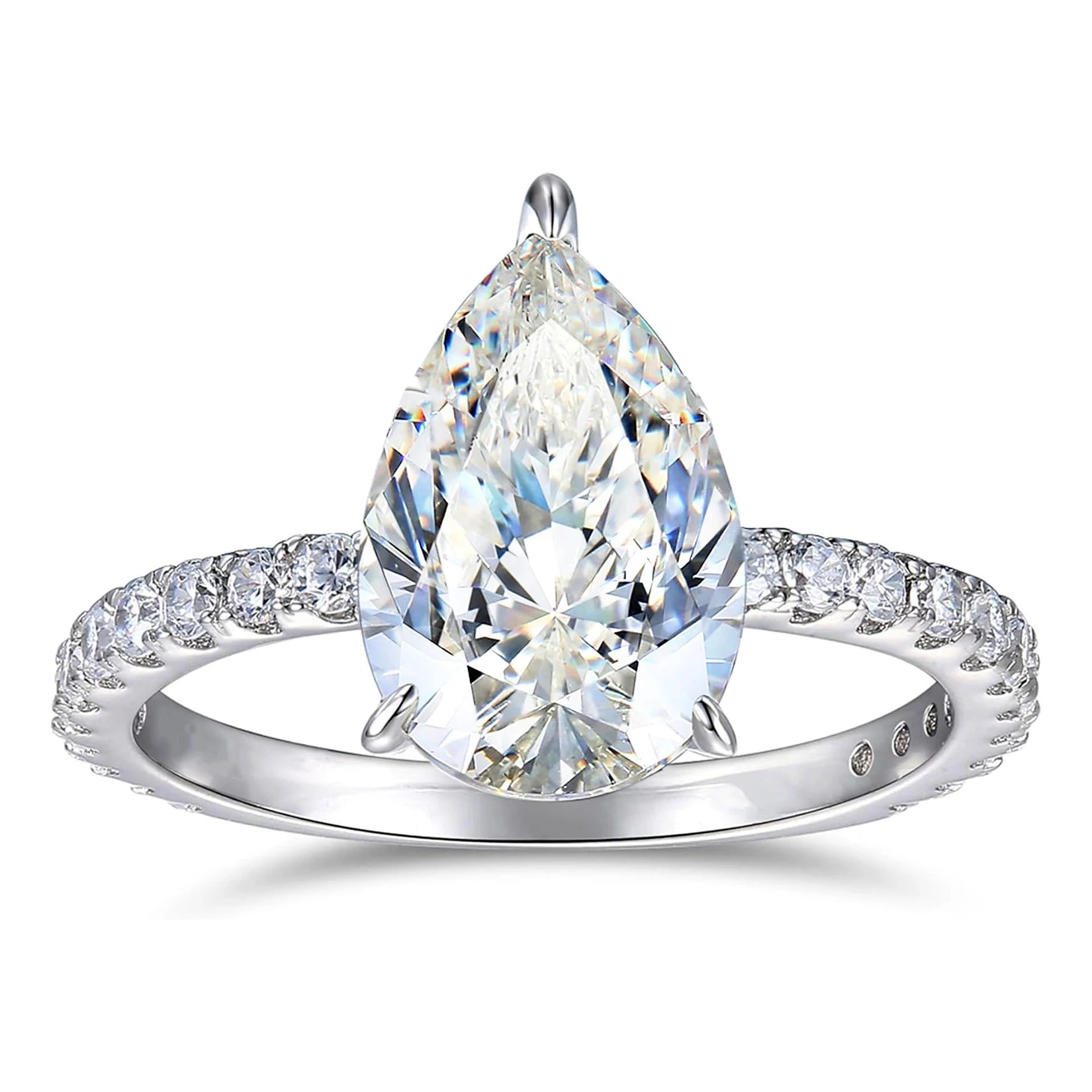 Super Sparkling Pear shaped Moissanite ring