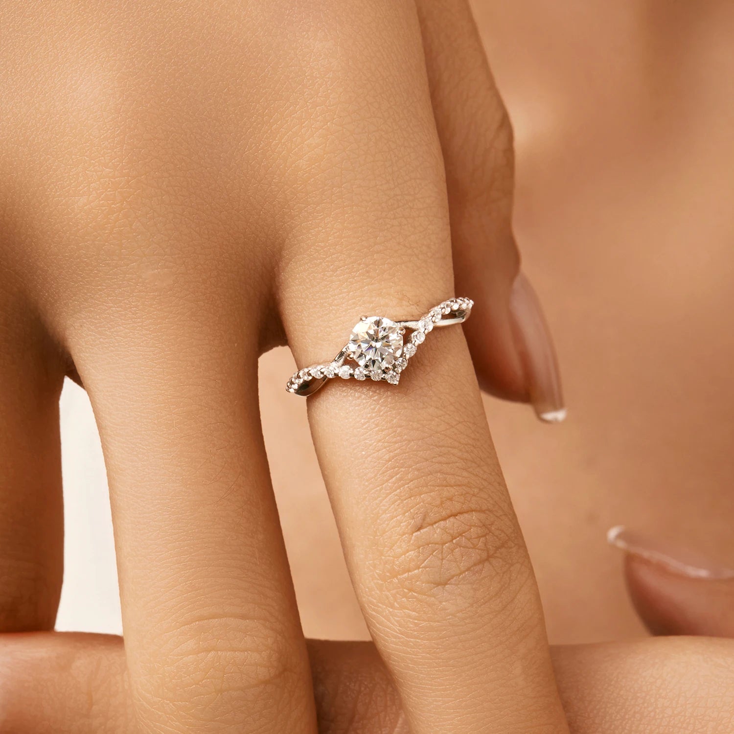 Crown Moissanite Solitaire Ring | D VVS1 | 925 Sterling Silver