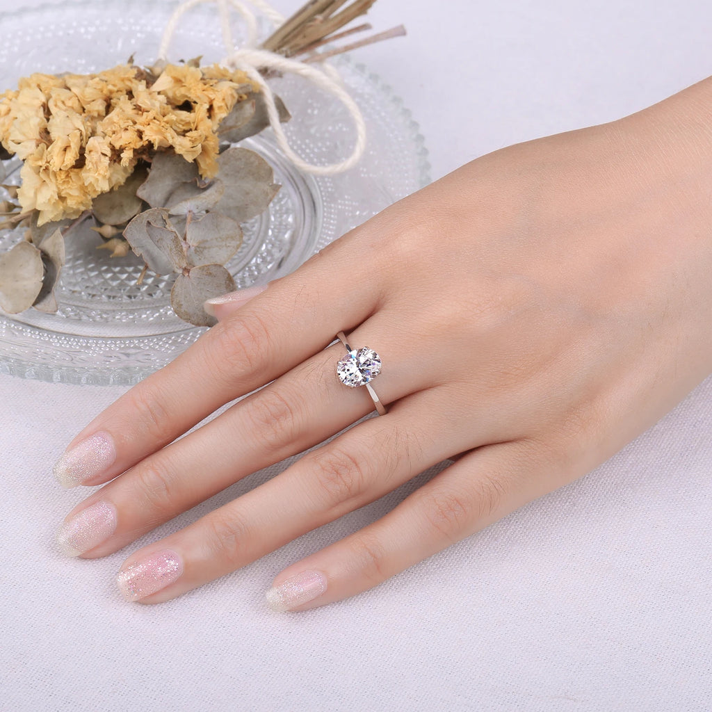 Oval Cut Moissanite Solitaire Engagement Ring | GRA Certified | 925 Sterling Silver