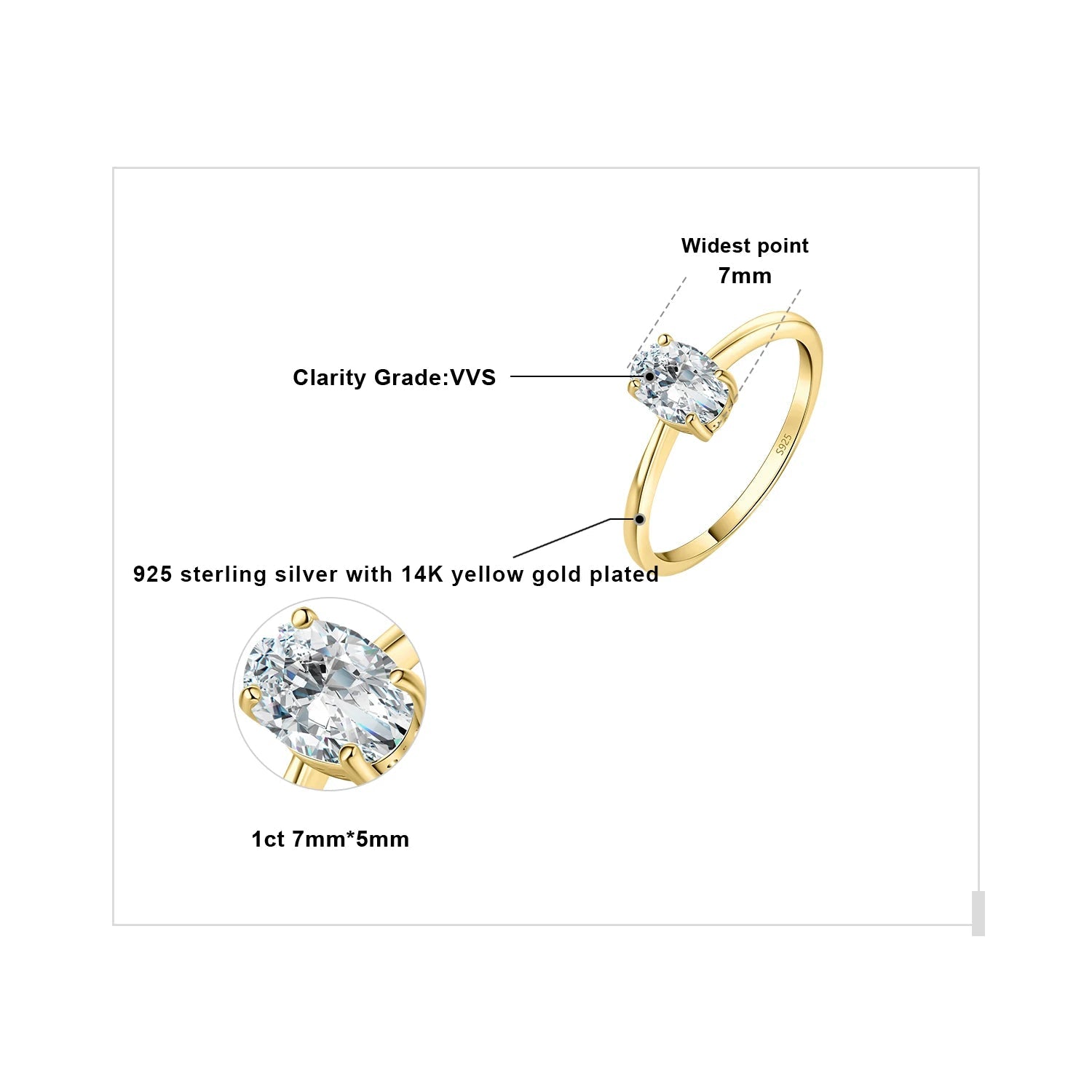 Oval Cut Moissanite Solitaire Engagement Ring | GRA Certified | 925 Sterling Silver