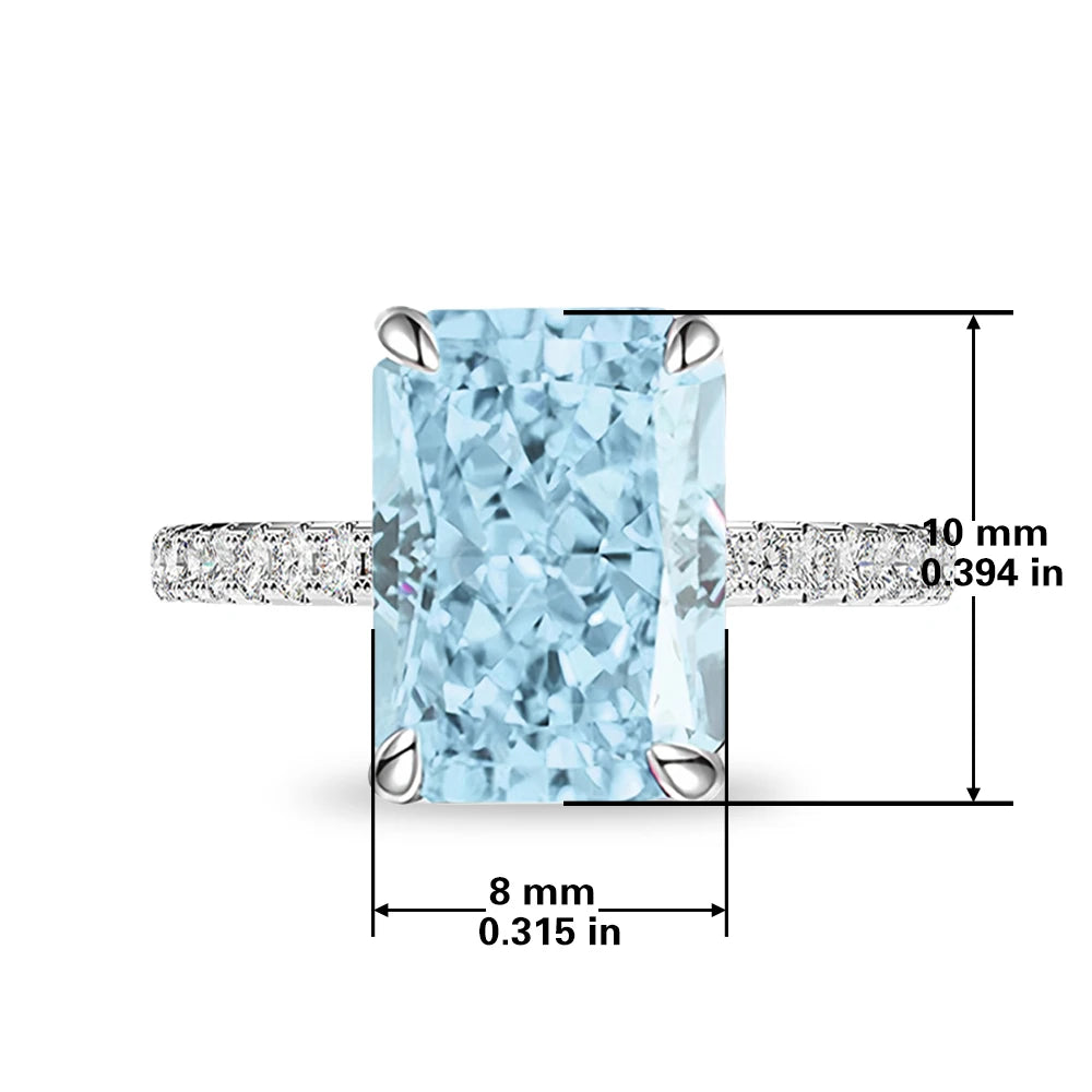 Ice Blue Zircon Cocktail Ring | 925 Sterling Silver | Emerald Cut Fine Jewelry