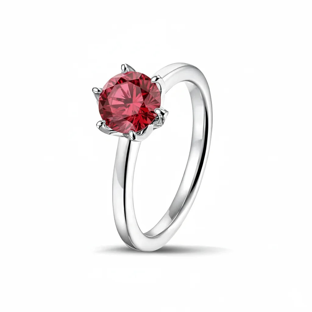 6mm Cubic Zirconia Solitaire Ring | Stainless Steel | Multi-Color