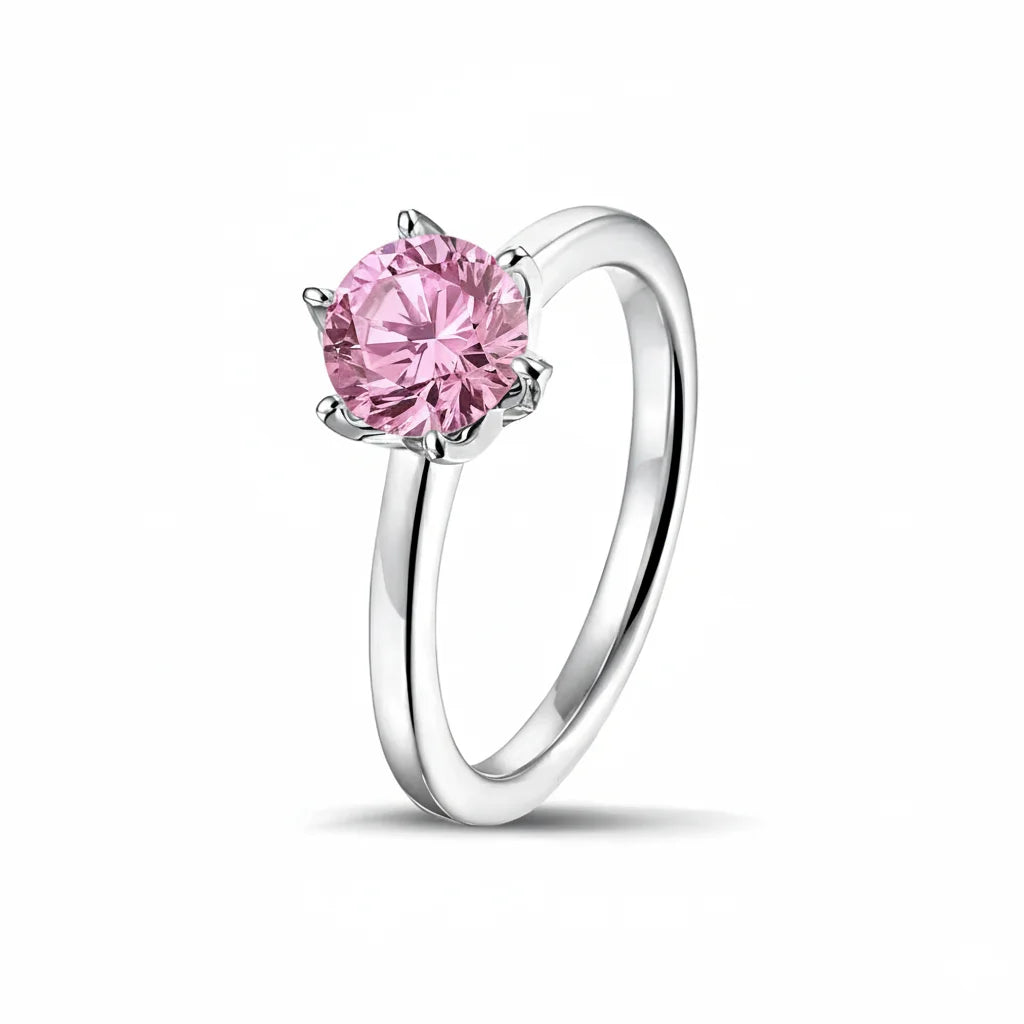 6mm Cubic Zirconia Solitaire Ring | Stainless Steel | Multi-Color